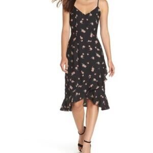nwt BB Dakota Dress All Eyes On You Dress size 2 Dainty Floral Black Ruffle Hem